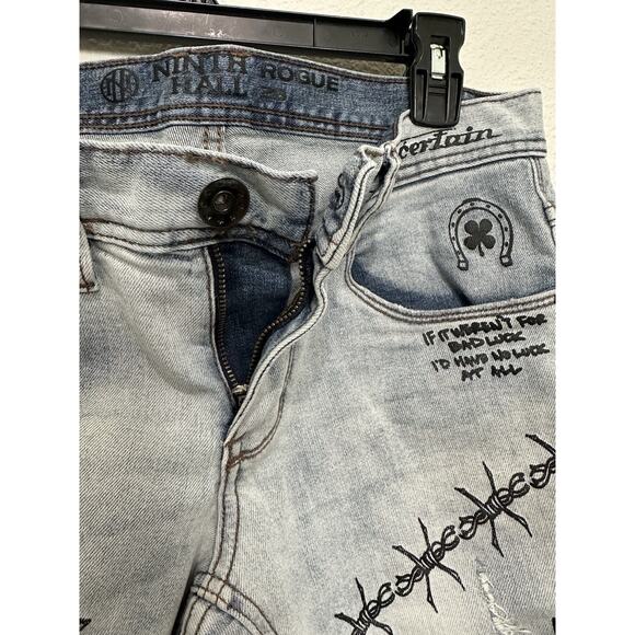 Ninth Hall Rogue Printed Light Aged Skinny Jeans Size 28 - Picture 9 of 16